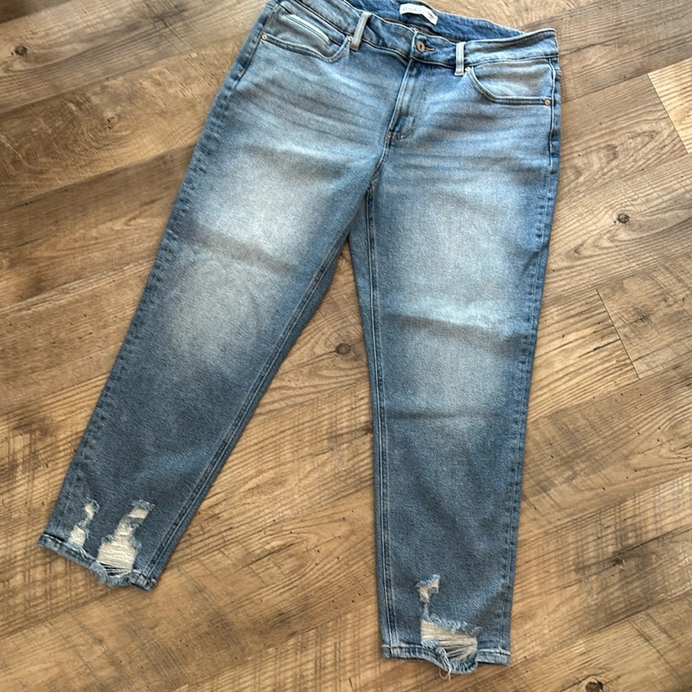 KanCan Boyfriend Mid Rise Ripped Ankle Jeans Size 14W Plus Size, EUC